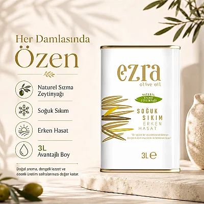Soğuk Sıkım Naturel Yeni Hasat 3 LT Zeytinyağı 2025-2026 Hasadı - 3