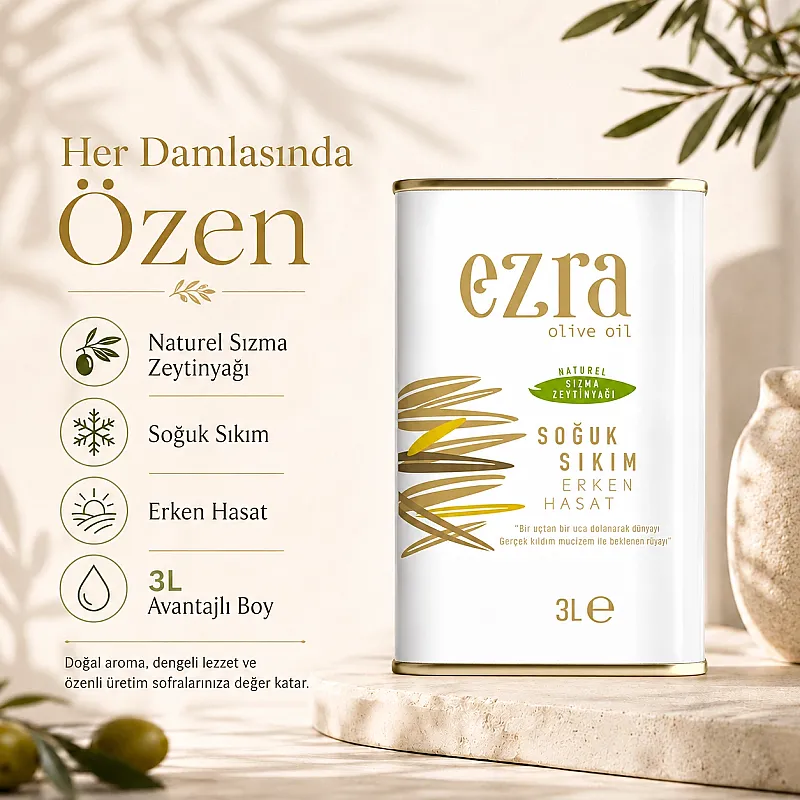 Soğuk Sıkım Naturel Yeni Hasat 3 LT Zeytinyağı 2025-2026 Hasadı - 3