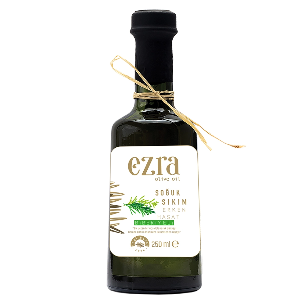 Soğuk Sıkım Naturel Erken Hasat 250 ml Biberiyeli Zeytinyağı<br>2024 - 2025 Hasadı