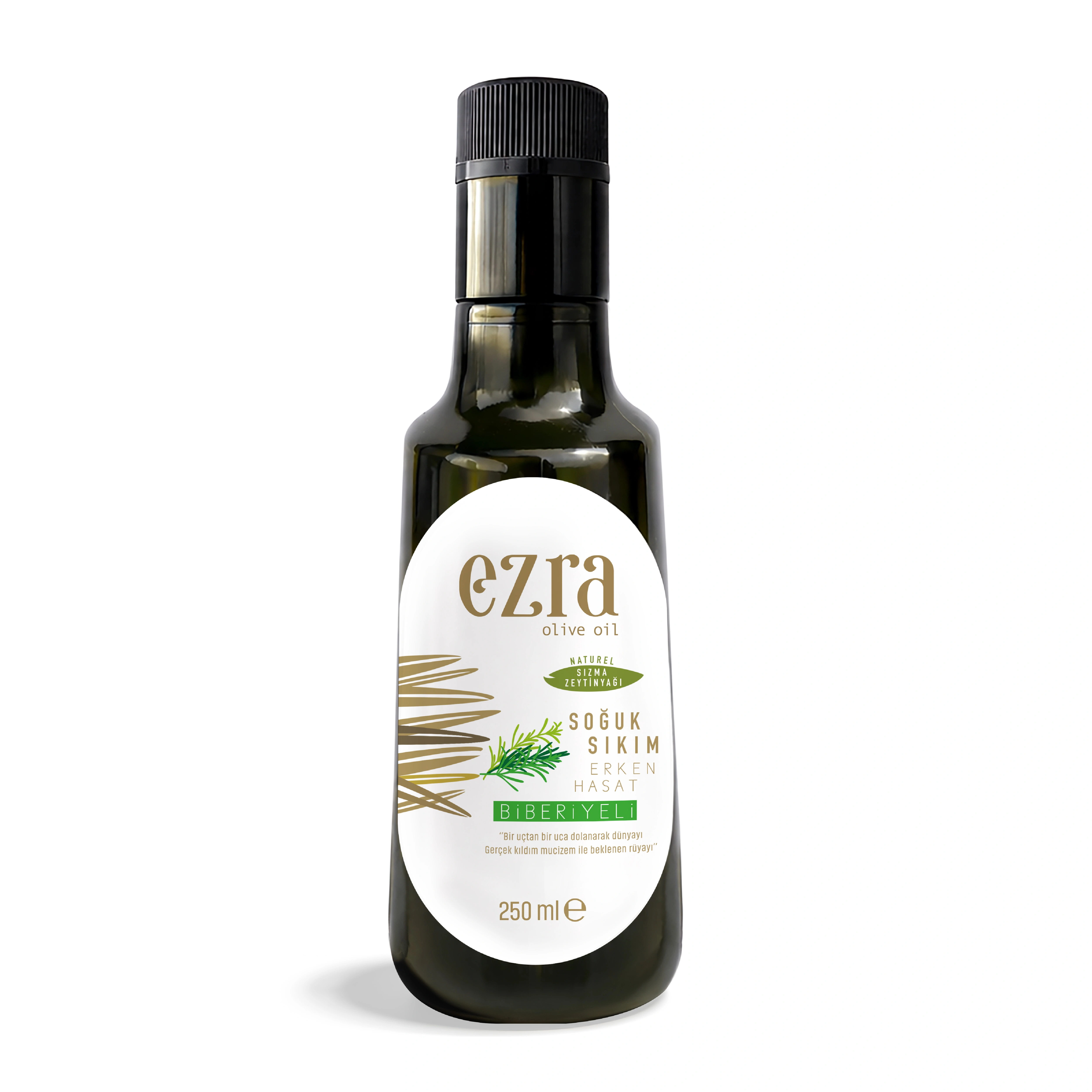 Soğuk Sıkım Naturel Erken Hasat 250 ml Biberiyeli Zeytinyağı 2025 - 2026 Hasadı